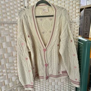 Taylor Swift Lover Cardigan with embroidered pink hearts 🩷